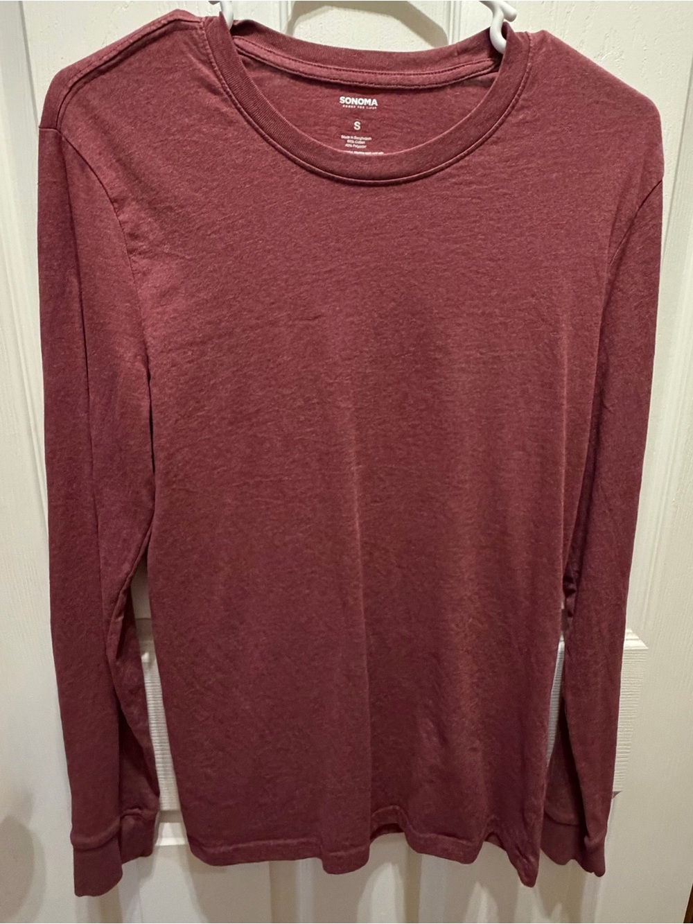 Sonoma Men's Long Sleeve Crewneck Shirt - Maroon- size small